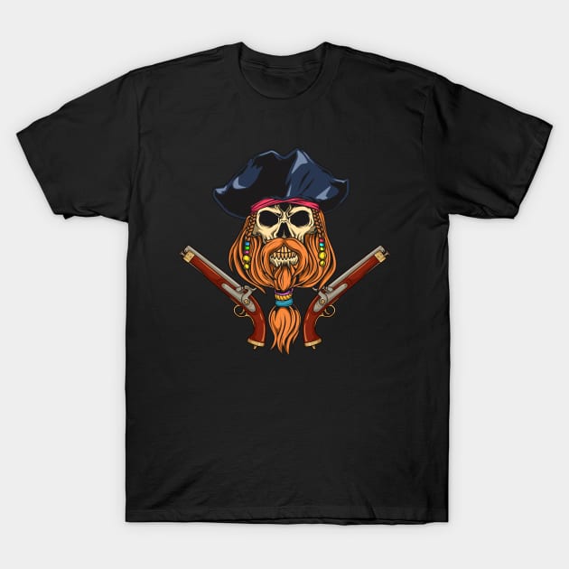 Pirate skull with guns - Pirates T-Shirt by Modern Medieval Design